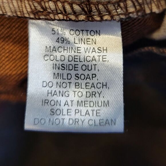 Peruvian Connection Cotton Linen Blend Denim Jeans Orange Black Fall Women's 12 - Picture 7 of 9